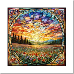 Stained Glass Springtime Sunrise Posters and Art